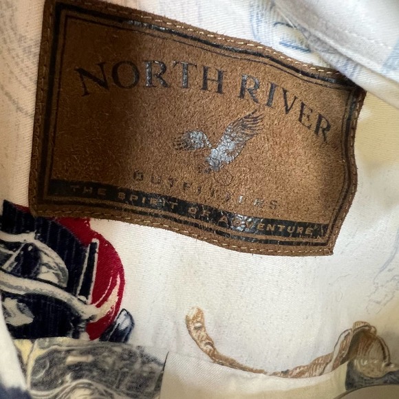 North River Button Down Shirt Mens MEDIUM Motorcycles Biker Short Sleeve Cotton - Picture 5 of 8